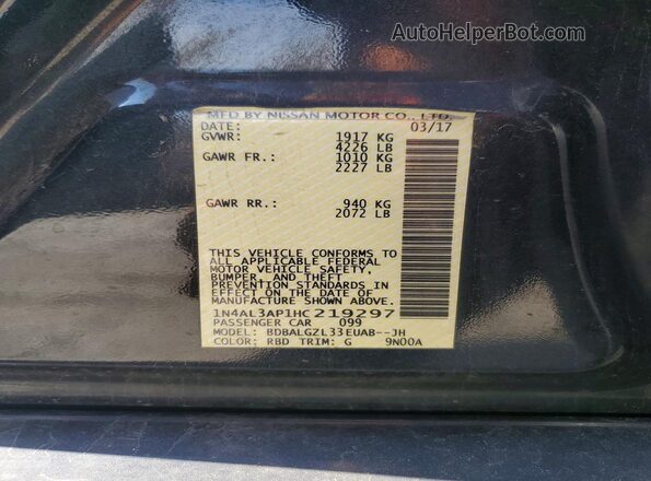 1N4AL3AP1HC219297 2017 NISSAN ALTIMA Black Vista del compartimento del motor