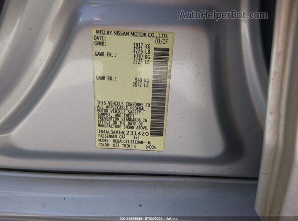 1N4AL3AP1HC231420 2017 NISSAN ALTIMA Silver Շարժիչի բաժամունքի տեսք