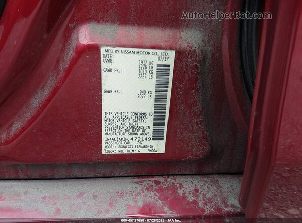 1N4AL3AP1HC472149 2017 NISSAN ALTIMA Red Engine compartment view