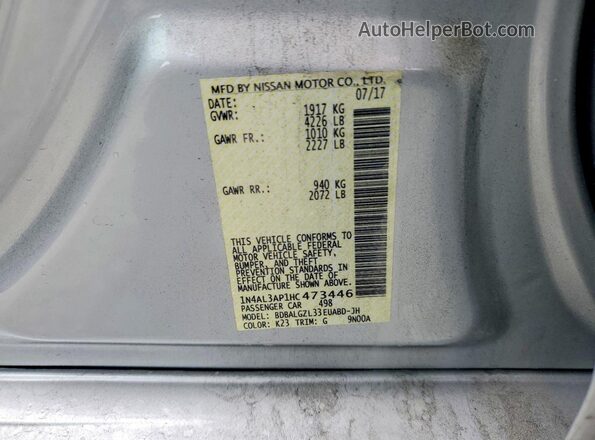 1N4AL3AP1HC473446 2017 NISSAN ALTIMA Silver Շարժիչի բաժամունքի տեսք