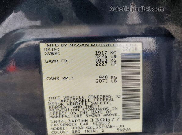 1N4AL3AP1HN330677 2017 NISSAN ALTIMA Угольный Вид подкапотного пространства