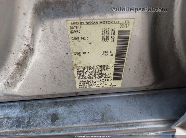 1N4AL3AP1JC117102 2018 NISSAN ALTIMA Silver Շարժիչի բաժամունքի տեսք