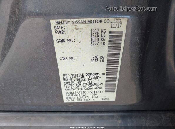1N4AL3AP1JC159107 2018 NISSAN ALTIMA Серый Вид подкапотного пространства