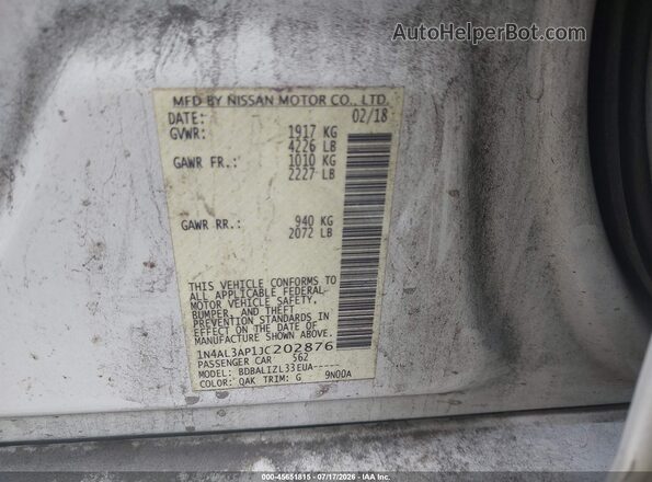 1N4AL3AP1JC202876 2018 NISSAN ALTIMA White Engine compartment view