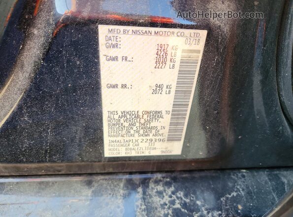 1N4AL3AP1JC229396 2018 NISSAN ALTIMA Black Widok komory silnika