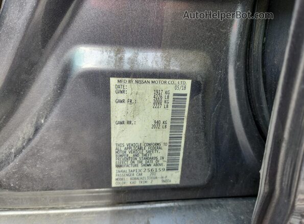 1N4AL3AP1JC256159 2018 NISSAN ALTIMA Gray VIN կոդի պիտակի տեսք