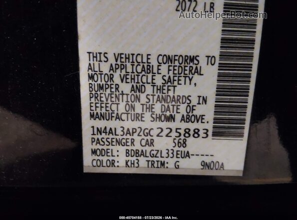 1N4AL3AP2GC225883 2016 NISSAN ALTIMA Black Vista del compartimento del motor