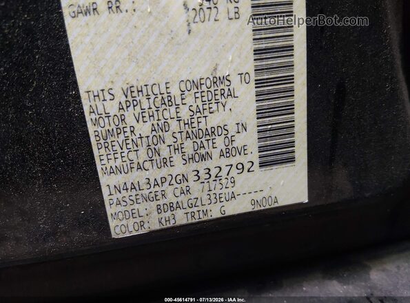 1N4AL3AP2GN332792 2016 NISSAN ALTIMA Black Vista del compartimento del motor