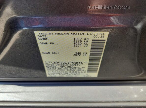 1N4AL3AP2GN338110 2016 NISSAN ALTIMA Gray VIN sticker view