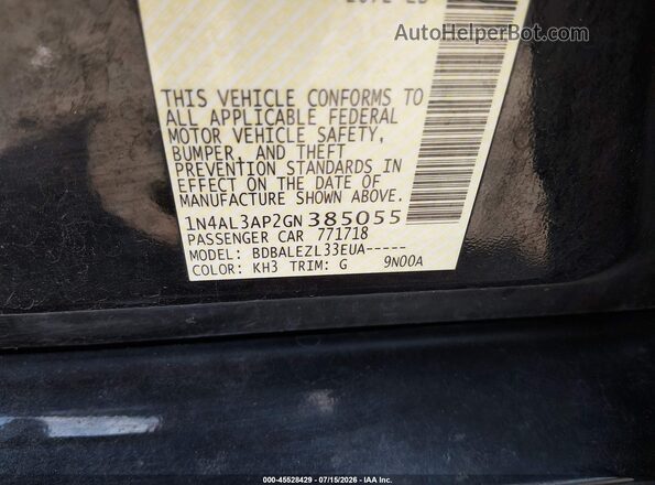 1N4AL3AP2GN385055 2016 NISSAN ALTIMA Black Vista del compartimento del motor