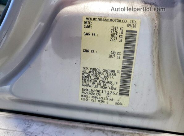 1N4AL3AP2HC131262 2017 NISSAN ALTIMA Silver Շարժիչի բաժամունքի տեսք