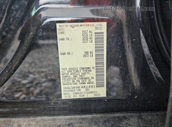 1N4AL3AP2HC481491 2017 NISSAN ALTIMA Black Շարժիչի բաժամունքի տեսք