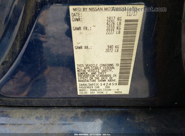 1N4AL3AP2JC142459 2018 NISSAN ALTIMA Blue Engine compartment view