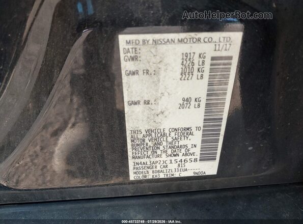 1N4AL3AP2JC154658 2018 NISSAN ALTIMA Черный Вид подкапотного пространства
