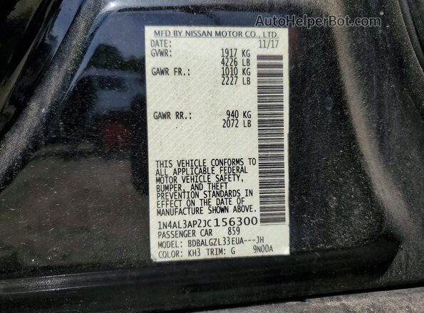 1N4AL3AP2JC156300 2018 NISSAN ALTIMA Black Շարժիչի բաժամունքի տեսք