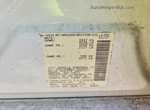 1N4AL3AP2JC157883 2018 NISSAN ALTIMA White Вид підкапотного простору