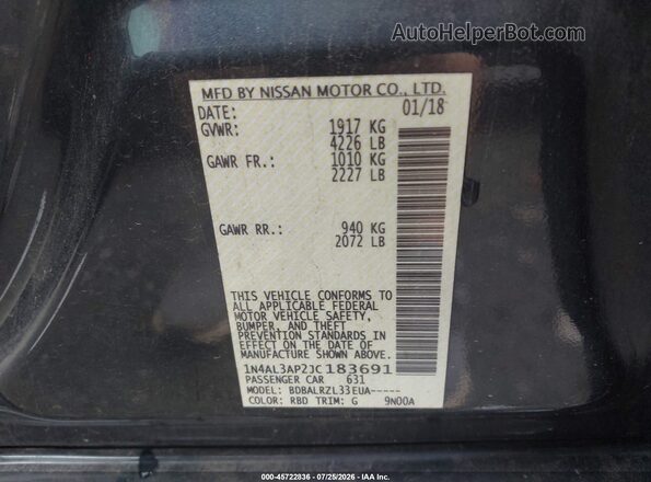 1N4AL3AP2JC183691 2018 NISSAN ALTIMA Gray Engine compartment view