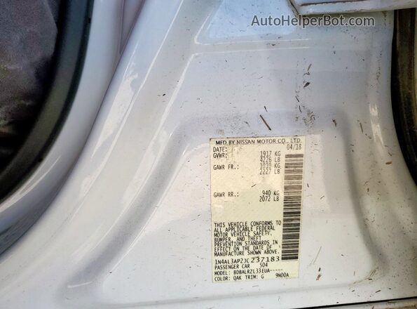 1N4AL3AP2JC237183 2018 NISSAN ALTIMA White ძრავის განყოფილების ხედი