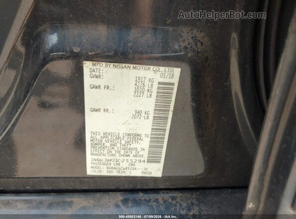 1N4AL3AP2JC255294 2018 NISSAN ALTIMA Black ძრავის განყოფილების ხედი