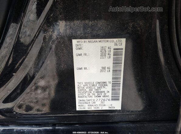 1N4AL3AP2JC272676 2018 NISSAN ALTIMA Black Vista del compartimento del motor