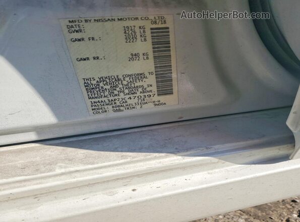 1N4AL3AP2JC470397 2018 NISSAN ALTIMA White Շարժիչի բաժամունքի տեսք