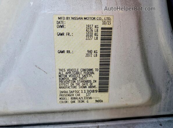 1N4AL3AP3GC113089 2016 NISSAN ALTIMA White Widok komory silnika