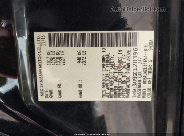 1N4AL3AP3GC120396 2016 NISSAN ALTIMA Black Engine compartment view