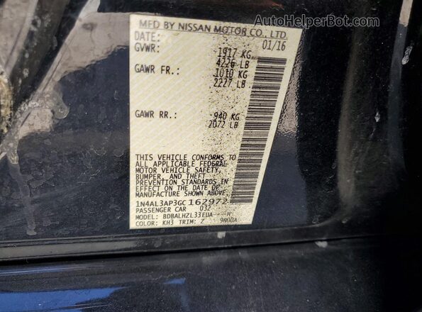 1N4AL3AP3GC162972 2016 NISSAN ALTIMA Black ძრავის განყოფილების ხედი