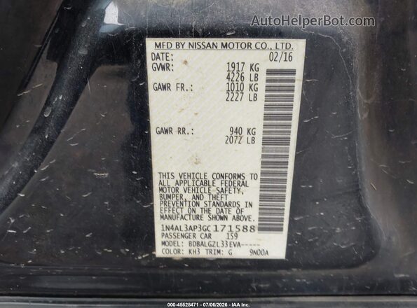 1N4AL3AP3GC171588 2016 NISSAN ALTIMA Black Engine compartment view