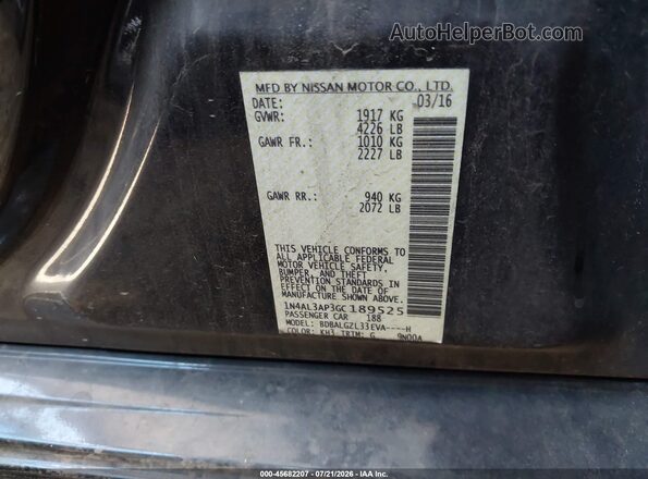 1N4AL3AP3GC189525 2016 NISSAN ALTIMA Black Engine compartment view