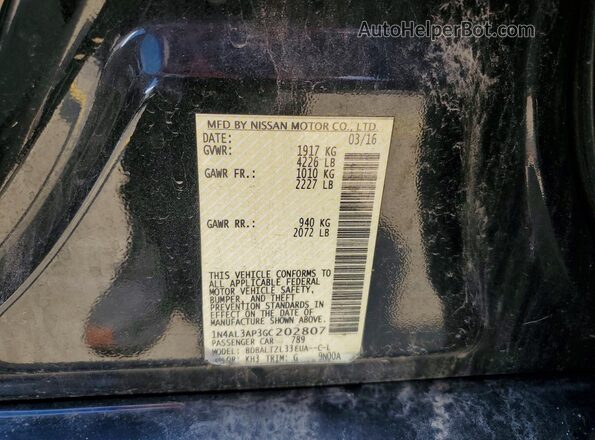 1N4AL3AP3GC202807 2016 NISSAN ALTIMA Black Engine compartment view