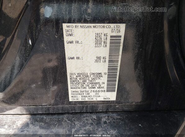 1N4AL3AP3GC266698 2016 NISSAN ALTIMA Black Շարժիչի բաժամունքի տեսք