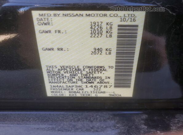 1N4AL3AP3HC146787 2017 NISSAN ALTIMA Black Vista de la etiqueta del VIN