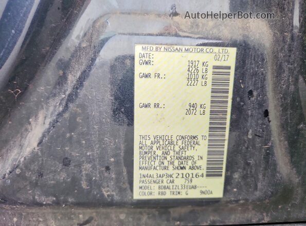 1N4AL3AP3HC210164 2017 NISSAN ALTIMA Gray Widok komory silnika