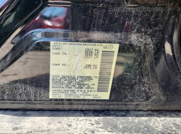 1N4AL3AP3HC241365 2017 NISSAN ALTIMA Black Vista del compartimento del motor