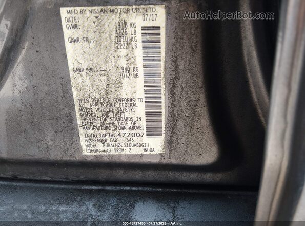 1N4AL3AP3HC472007 2017 NISSAN ALTIMA Gray Widok komory silnika