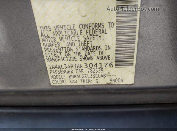 1N4AL3AP3HN304176 2017 NISSAN ALTIMA Gray Вид підкапотного простору