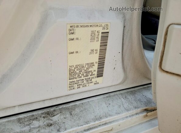 1N4AL3AP3HN308163 2017 NISSAN ALTIMA White Vista de la etiqueta del VIN