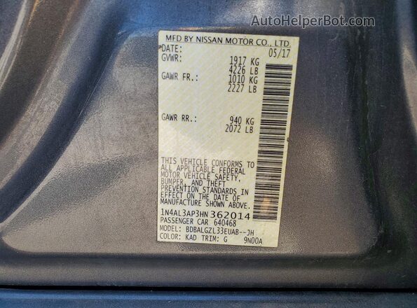 1N4AL3AP3HN362014 2017 NISSAN ALTIMA Gray Engine compartment view