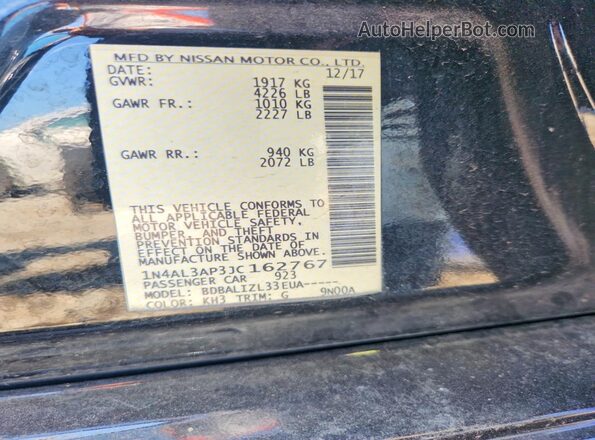 1N4AL3AP3JC162767 2018 NISSAN ALTIMA Black Vista del compartimento del motor