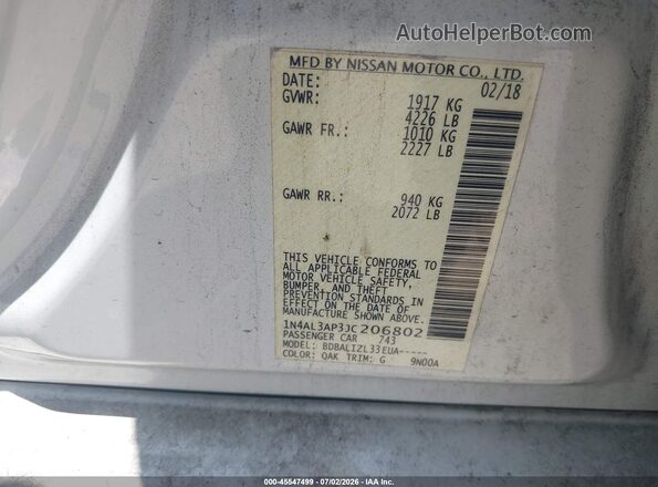 1N4AL3AP3JC206802 2018 NISSAN ALTIMA Белый Вид подкапотного пространства