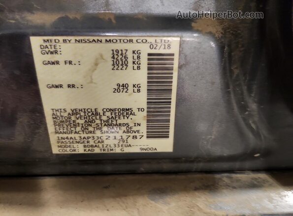1N4AL3AP3JC211787 2018 NISSAN ALTIMA Gray Vista del compartimento del motor