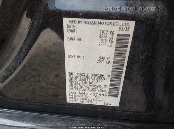 1N4AL3AP3JC227486 2018 NISSAN ALTIMA Black Вид підкапотного простору