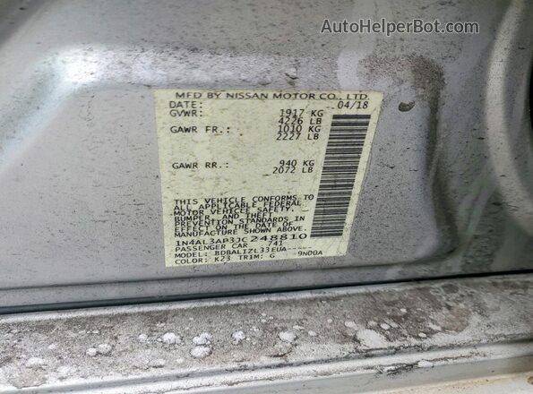 1N4AL3AP3JC248810 2018 NISSAN ALTIMA Silver Engine compartment view