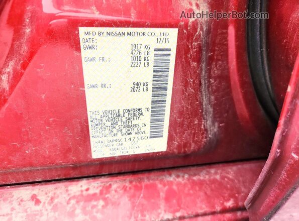 1N4AL3AP4GC147560 2016 NISSAN ALTIMA Red Vista del compartimento del motor