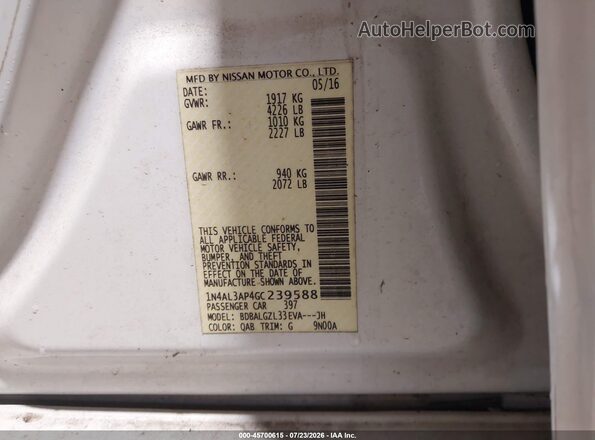 1N4AL3AP4GC239588 2016 NISSAN ALTIMA White Engine compartment view