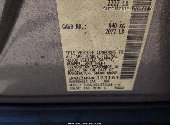 1N4AL3AP4HC123163 2017 NISSAN ALTIMA Gray Vista del compartimento del motor
