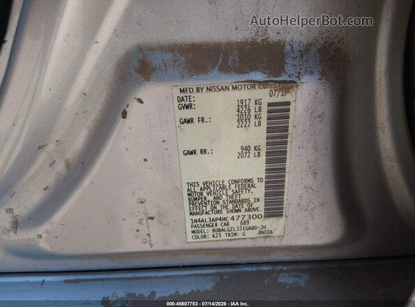 1N4AL3AP4HC477300 2017 NISSAN ALTIMA Silver Widok komory silnika