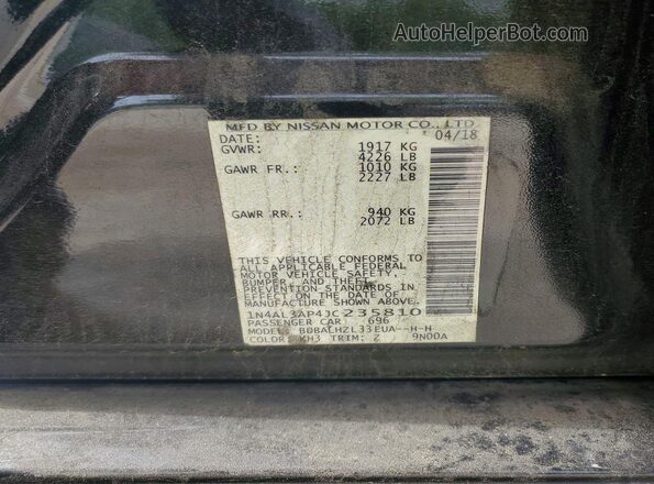 1N4AL3AP4JC235810 2018 NISSAN ALTIMA Black Vista del compartimento del motor