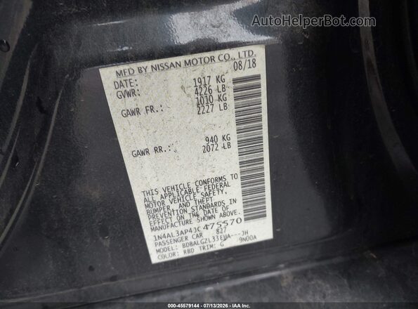 1N4AL3AP4JC475570 2018 NISSAN ALTIMA Gray ძრავის განყოფილების ხედი